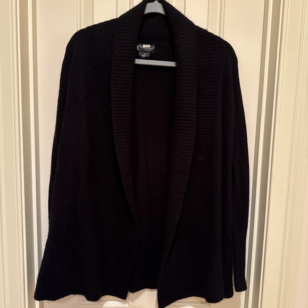 C by Bloomingdales Black Cashmere Cardigan‎ Size S Open Front